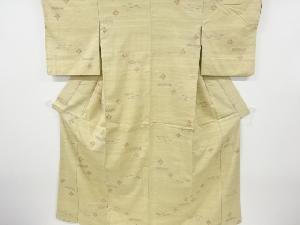 アンティーク　ヱ霞に抽象模様織り出し手織り紬着物